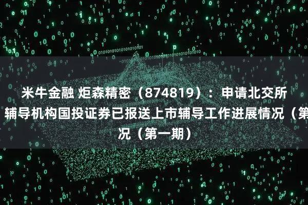 米牛金融 炬森精密（874819）：申请北交所上市，辅导机构国投证券已报送上市辅导工作进展情况（第一期）