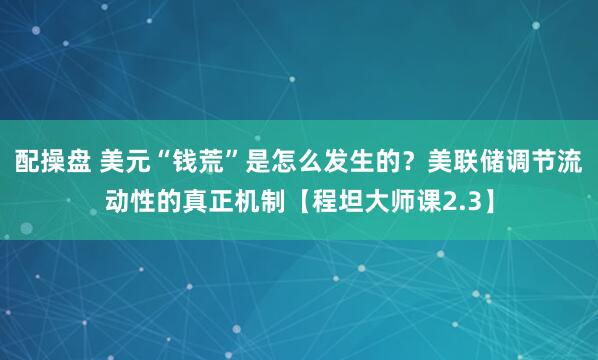 配操盘 美元“钱荒”是怎么发生的？美联储调节流动性的真正机制【程坦大师课2.3】